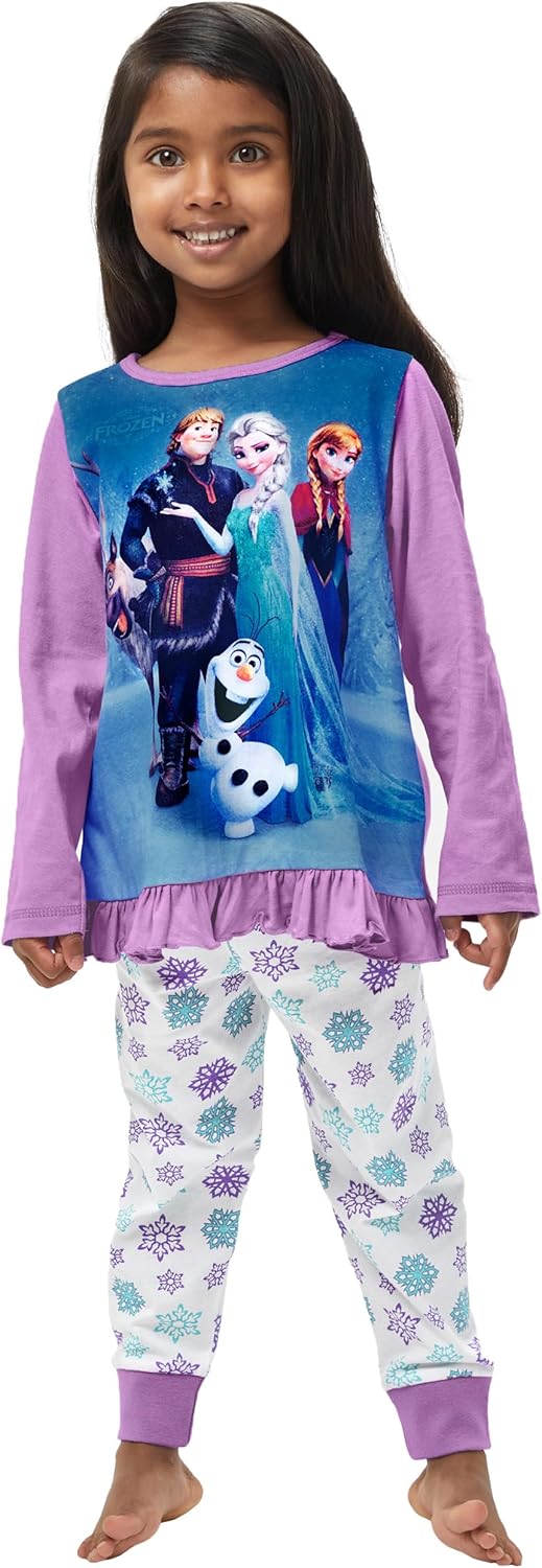Disney Frozen Schlafanzug | Die Eiskönigin Pyjama Mädchen | Anna ELSA Kristoff Olaf & Sven | Prinzes