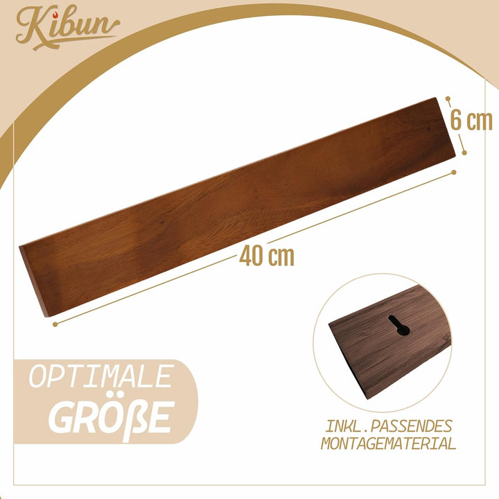 Kibun® Magnetleiste für Messer 40 cm; Extra Starker Magnet Messerhalter, edles Bambus/Walnuss Holz M