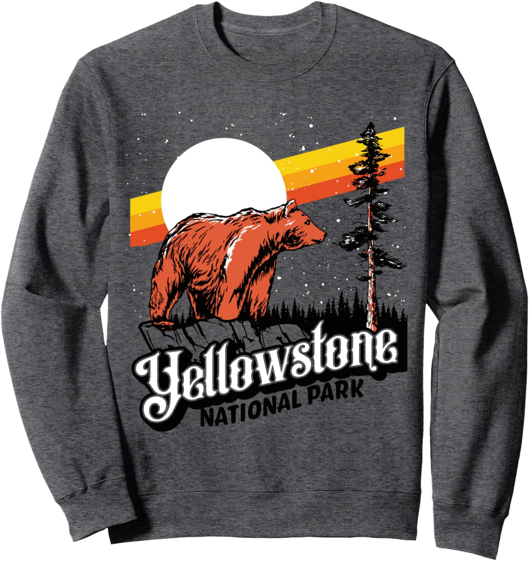 Vintage Yellowstone National Park Grizzly Bear Moon & Stars Sweatshirt