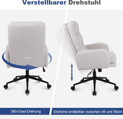 Youhauchair Schreibtischstuhl aus Kaschmir, Bürostuhl Ergonomisch mit hoher Rückenlehne, Bequemer Sc