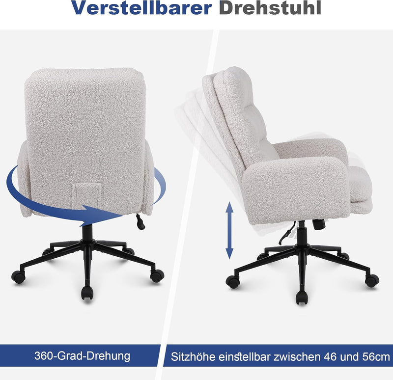 Youhauchair Schreibtischstuhl aus Kaschmir, Bürostuhl Ergonomisch mit hoher Rückenlehne, Bequemer Sc