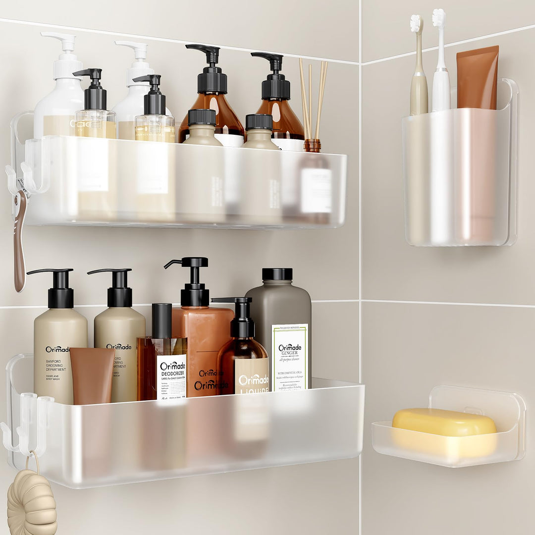 Orimade Duschablage ohne Bohren-Duschregal 4 Stück,Shampoo Halterung für Dusche Grosse Kapazität,Bad