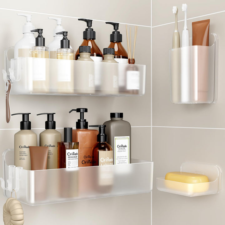 Orimade Duschablage ohne Bohren-Duschregal 4 Stück,Shampoo Halterung für Dusche Grosse Kapazität,Bad