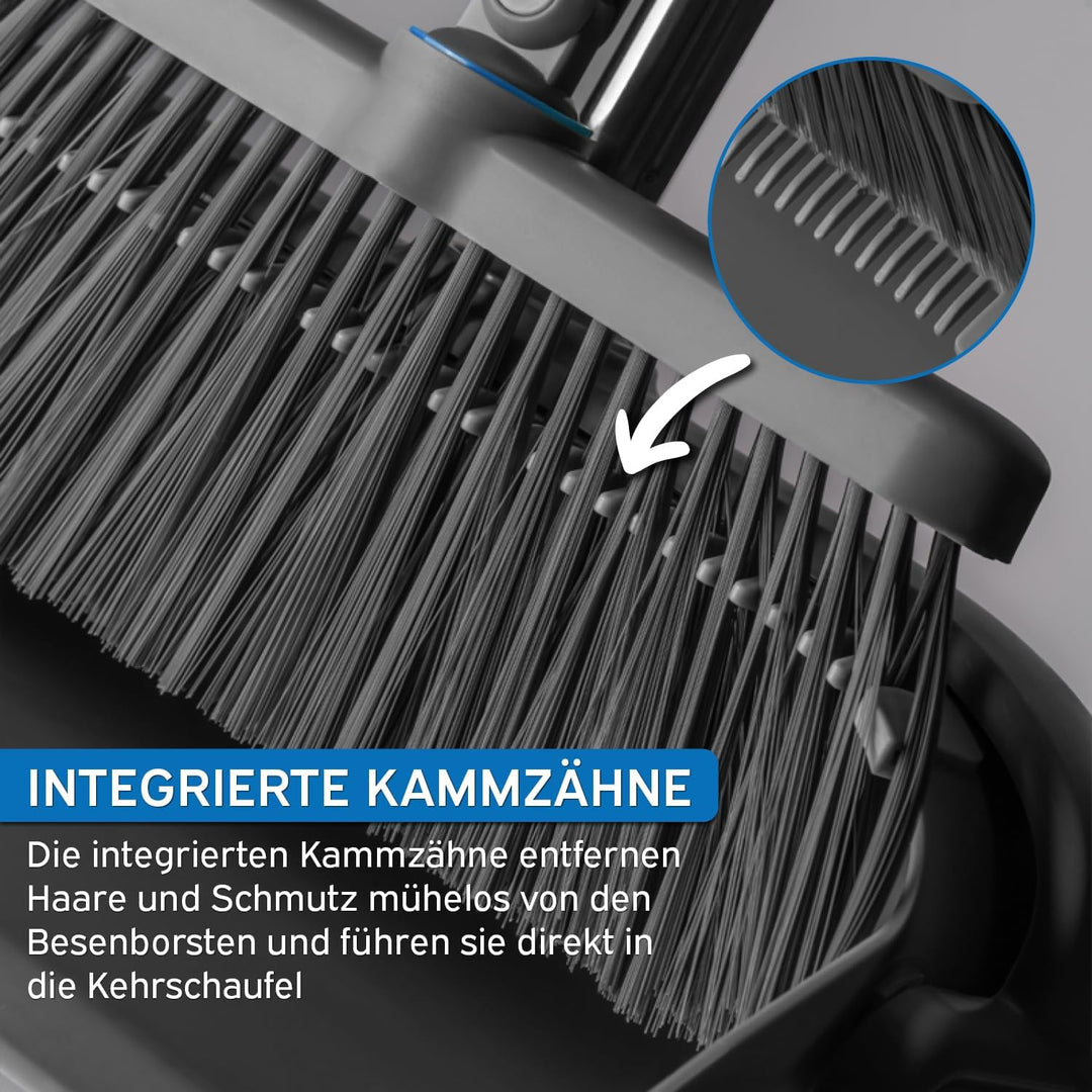 kör4u Reinigungsset mit Wischmopp und 2-Kammer-Eimer sowie Besen mit Kehrschaufel hygienisch ergonom