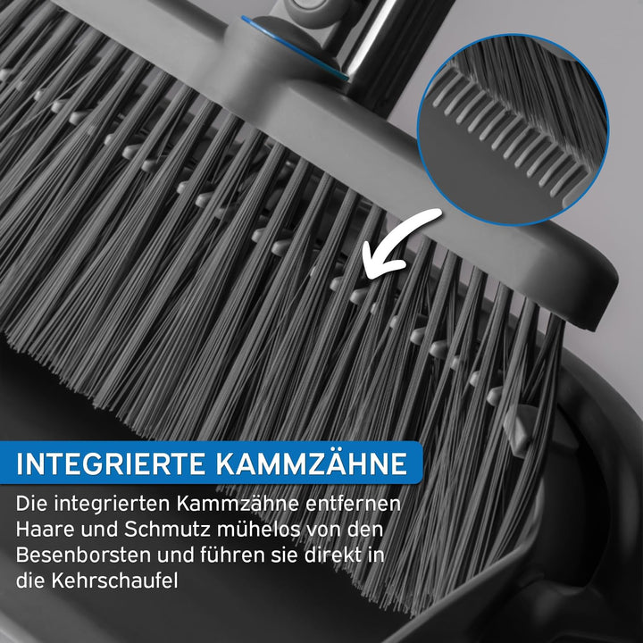 kör4u Reinigungsset mit Wischmopp und 2-Kammer-Eimer sowie Besen mit Kehrschaufel hygienisch ergonom