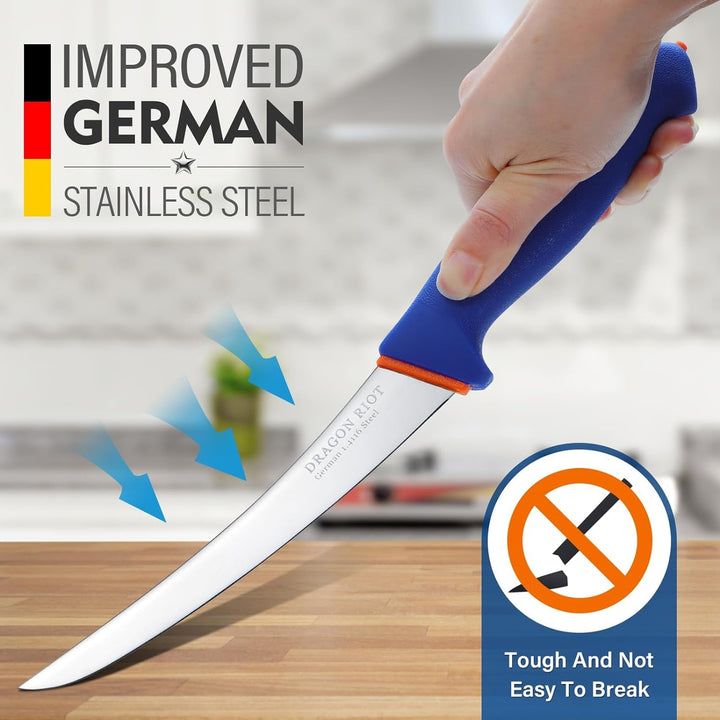 DRAGON RIOT Ausbeinmesser profi, 6 Zoll Fleischmesser extrem Scharf, Flexibel Metzgermesser, Küchenm