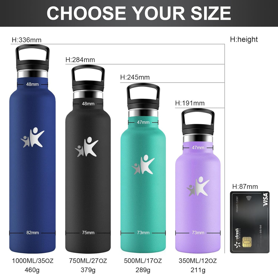 KollyKolla Trinkflasche Edelstahl 750ml, Isolierflasche mit Strohhalm, BPA-Frei, Kohlensäure Geeigne
