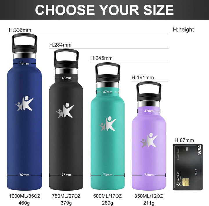 KollyKolla Trinkflasche Edelstahl 1 L, Edelstahl Trinkflasche mit Strohhalm, Thermosflasche Auslaufs