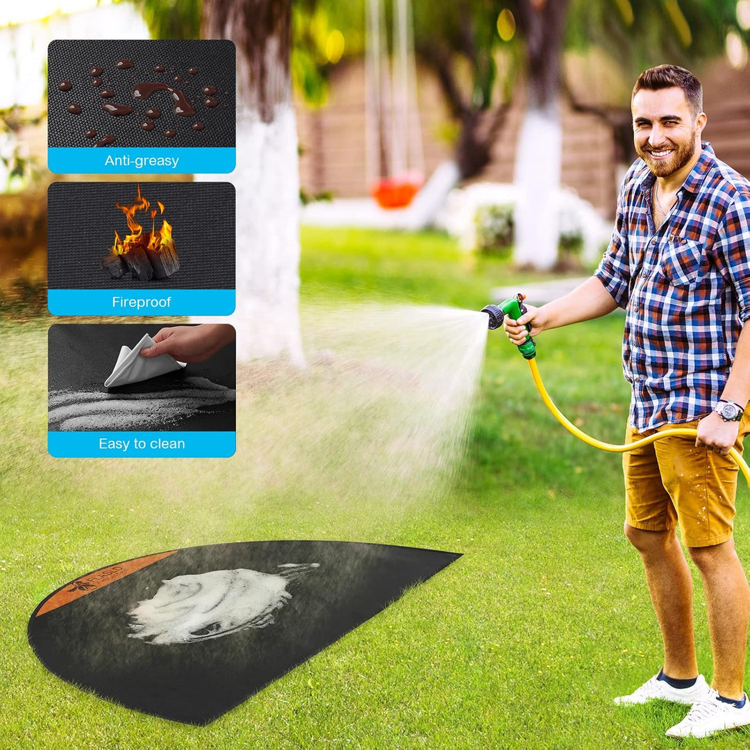 FLASLD Fireproof Fireplace Mat Half Round Hearth Rug Protects Floors from Sparks Embers (28×48inch)