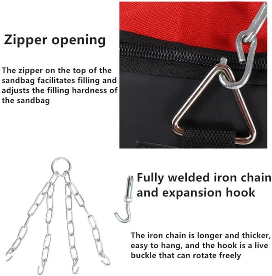 Boxsack Hängend, 15-in-1 Heavy Duty Boxsack, PU-Material Mit dickerer Kette kann 360° gedreht werden