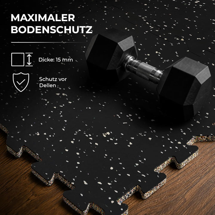 6er Set Bodenschutzmatten 200kg Belastbar Extra Dick, Profi Vibrationsdämpfender Fitness Sportboden
