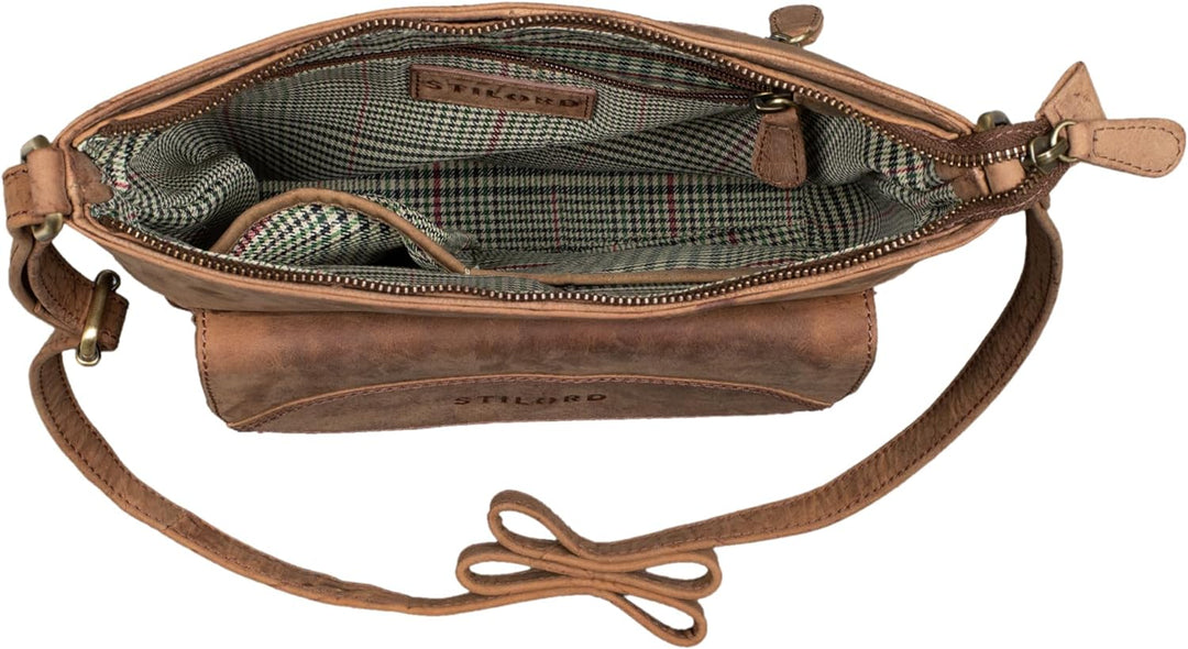 STILORD 'Tara' Kleine Handtasche Damen Crossbody Leder Elegante Umhängetasche für Frauen Ledertasche
