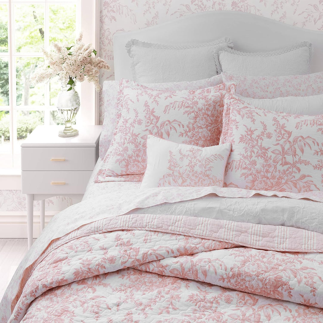 Laura Ashley - Bettwäsche-Set für Doppelbett, wendbare Baumwoll-Bettwäsche mit passendem Kissenbezug