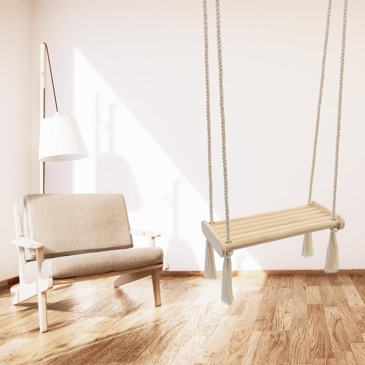 MAMOI® Babyschaukel aus Holz | Holzschaukel | Schaukelbrett aus Holz | Babyschaukel für zu Hause | I