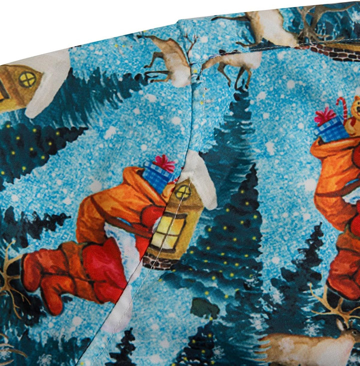Herren Funky Christmas Print Weihnachtshemd Langarm Button Up Freizeithemd Rentier Santa Schnee Xmas