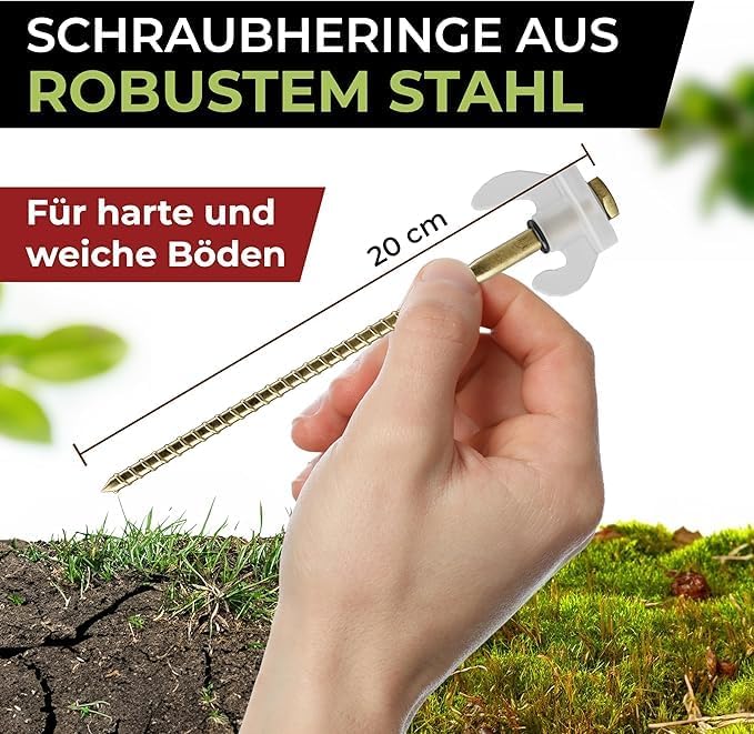 ABCamping Schraubheringe Set - [22 Stück] Stahl Heringe für weiche bis harte Böden - Zeltschrauben m