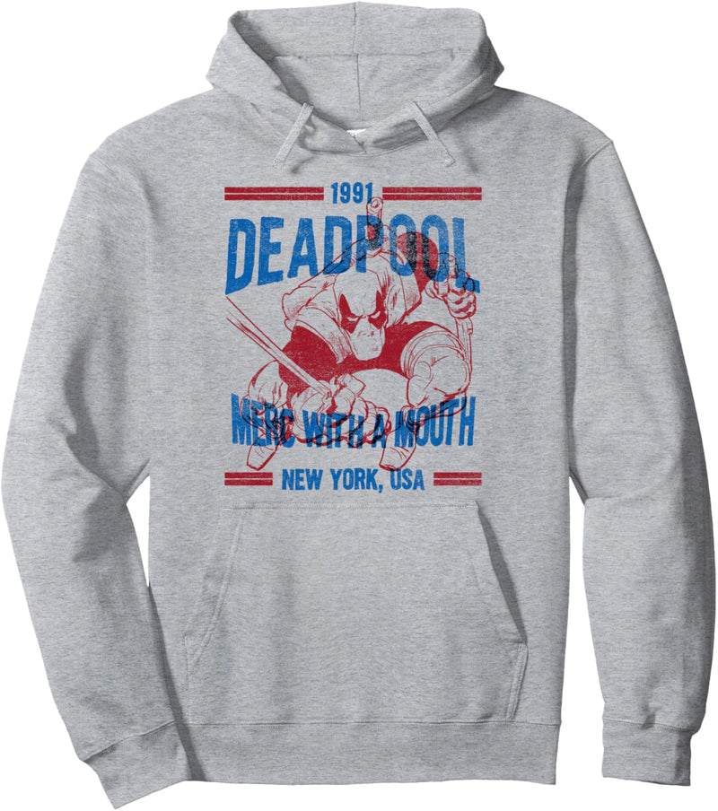Marvel Deadpool est. 1991 New York, USA Merc With A Mouth Pullover Hoodie