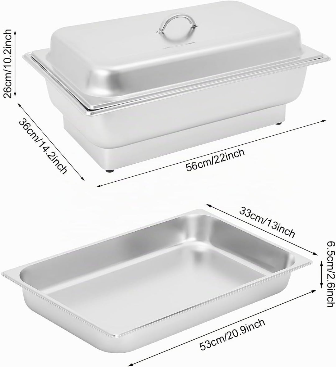 Elektrisches Buffetwärmer Speisenwärmer Chafing Dish Buffet Server Edelstahl Speisenwärmer mit Tempe