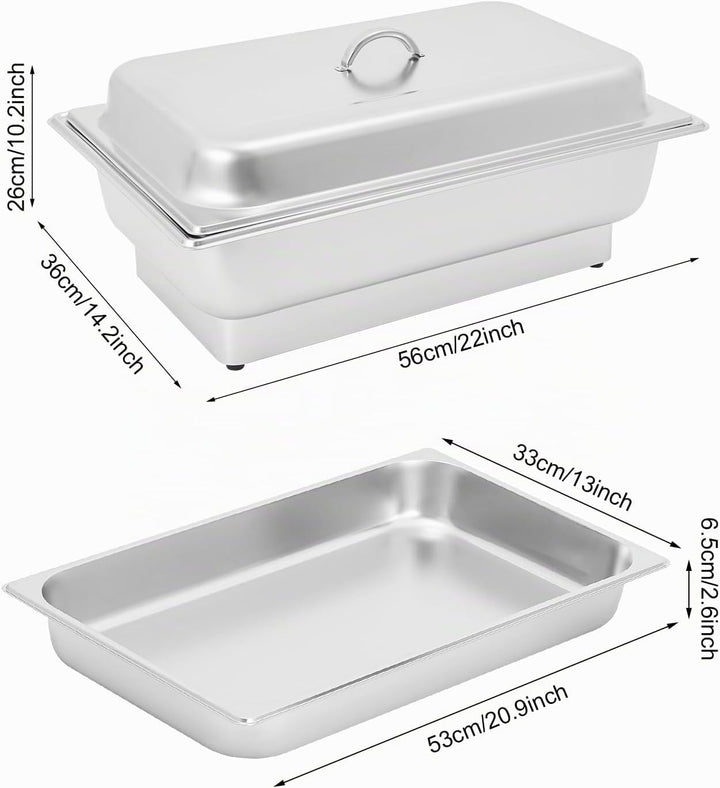 Elektrisches Buffetwärmer Speisenwärmer Chafing Dish Buffet Server Edelstahl Speisenwärmer mit Tempe