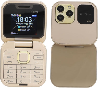 2G Klapphandy für Senioren, 2 SIM-Karten, Kleines Display, Faltbares Handy mit LED-Taschenlampe, Rüc