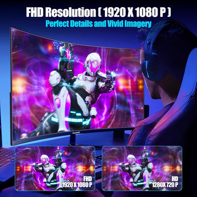 Gawfolk 27 Zoll Curved Gaming Monitor 165Hz/ 180Hz, PC Bildschirm Full HD 1080P, Rahmenloses 1800R C
