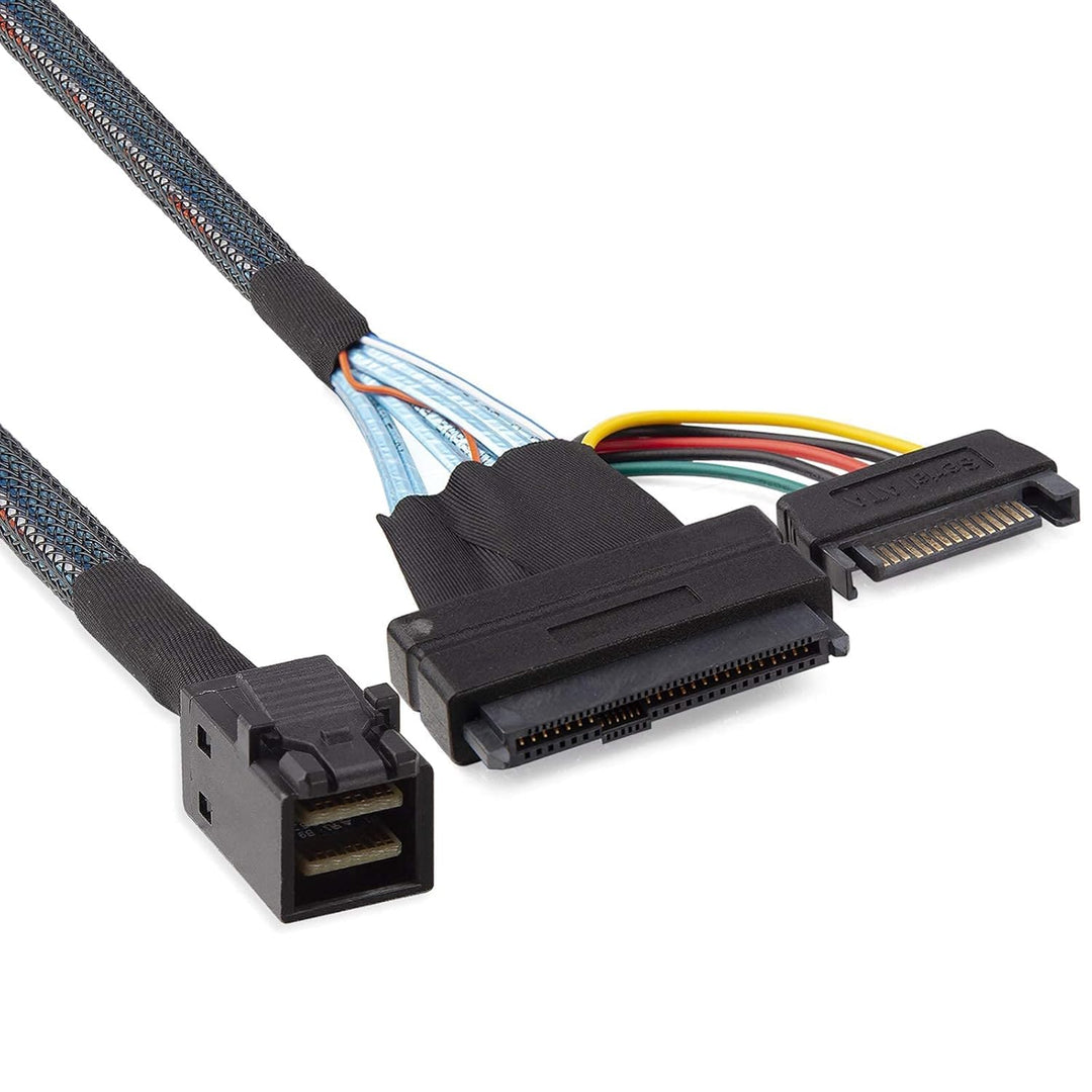 12G Internal Mini SAS SFF-8643 to U.2 SFF-8639 NVMe SSD Cable with 15 pin Male SATA Power Connector,