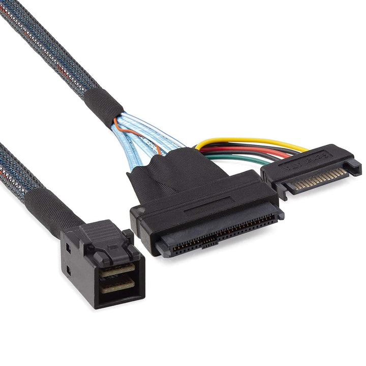 12G Internal Mini SAS SFF-8643 to U.2 SFF-8639 NVMe SSD Cable with 15 pin Male SATA Power Connector,