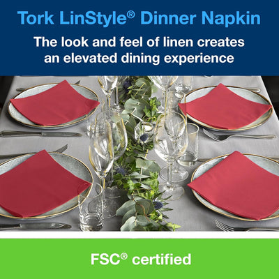 Tork 478854 Linstyle Premium Dinnerservietten Rot / Servietten stoffähnlich und saugfähig / 1-lagig