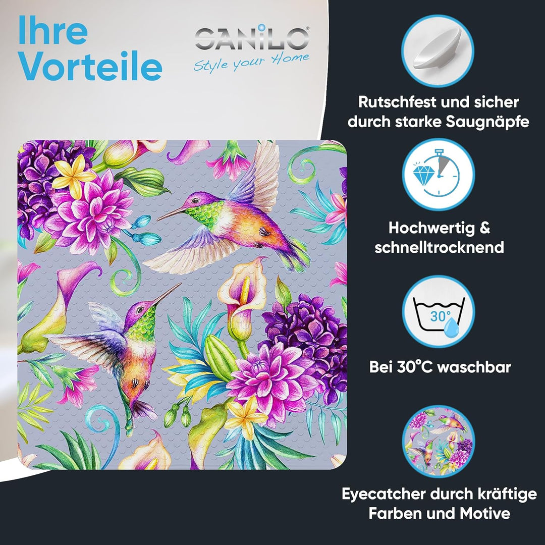 Sanilo Badematte 53 x 53 cm, rutschfeste Duschmatte für Dusche und Badewanne, Antirutschmatte maschi