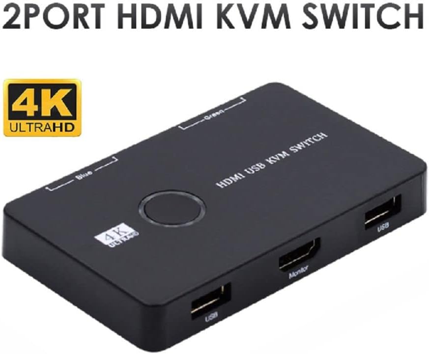 xiwai KVM Switch Selector USB 2.0 & HDMI 4K Dual PCs Sharing Monitor HDTV USB Port Tastatur Maus Sca