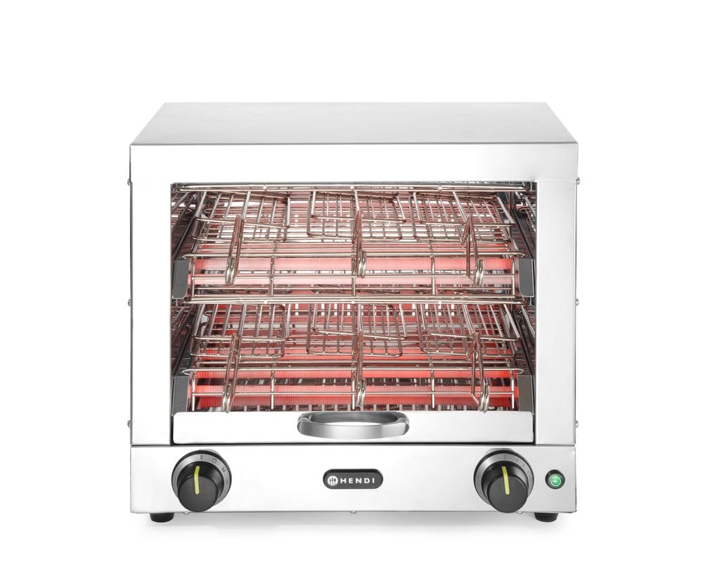 HENDI Multi-Toaster, Bräunungsstufen, Brötchenaufsatz, 2 Schichten mit 6 Toeasterzangen, 15 Minuten