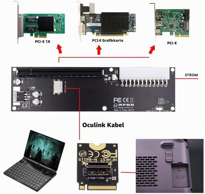 xiwai Oculink SFF-8611 Datenkabel, PCI-E 3.0 Karte - PCI Express M.2 M-Key auf SFF-8612 Host Adapter