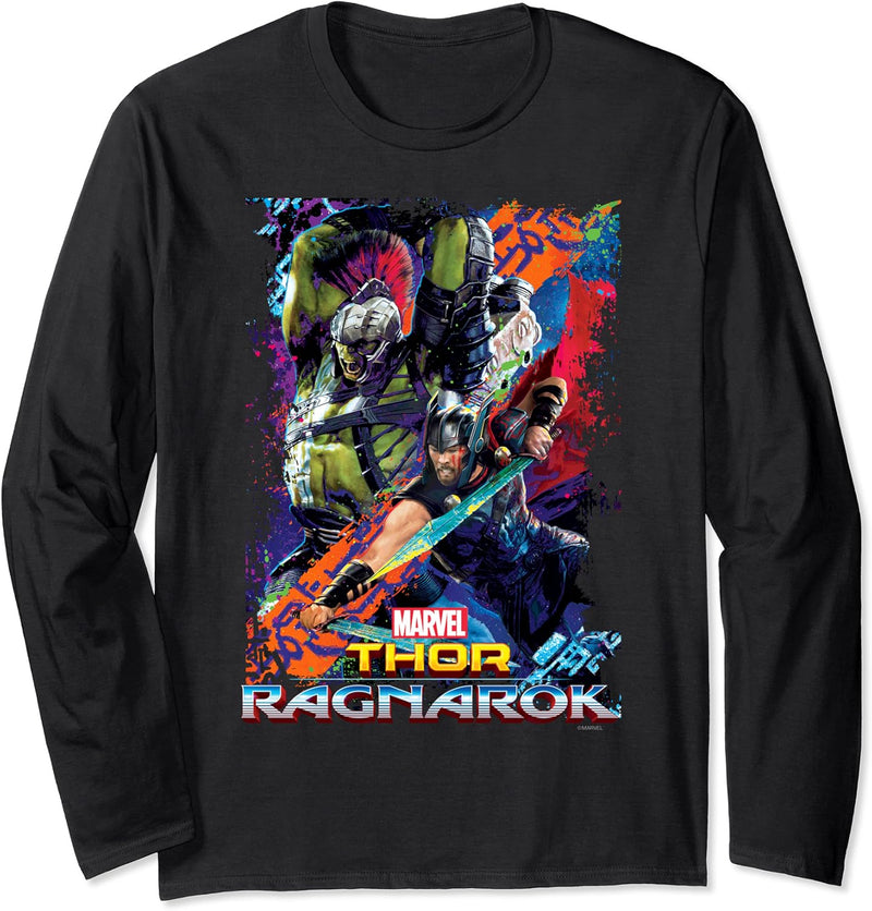 Marvel Thor Ragnarok Hulk Neon Pop Poster Langarmshirt