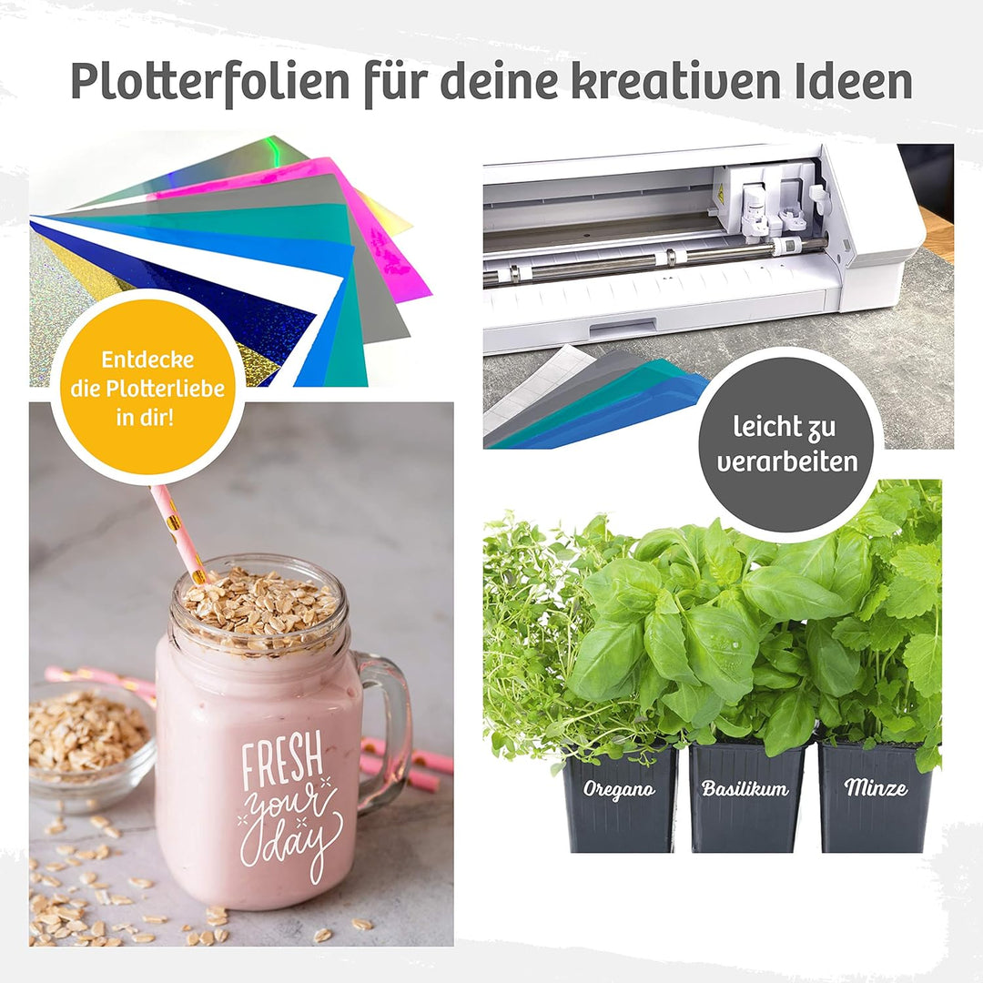 PrintAttack D009 Vinylfolien Set selbstklebend DIN A4 Oracal 621 glänzend Plotter Folien zum Plotten