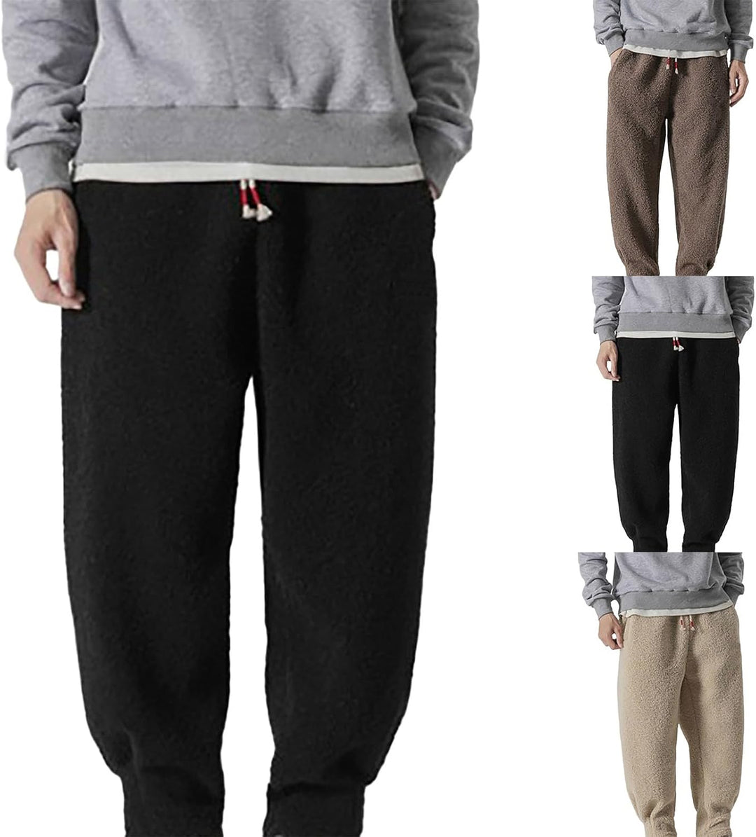 Generisch Teddy Fleece Hose Herren, Plüschhose Herren Sport, Jogginghose Mit Tunnelzug Fleecehose Mi