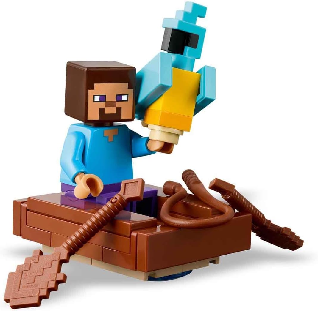 LEGO Minecraft Das TNT-Dschungelhaus - Gamer Spielzeug für Kinder - Interaktives Spielset mit Boot,