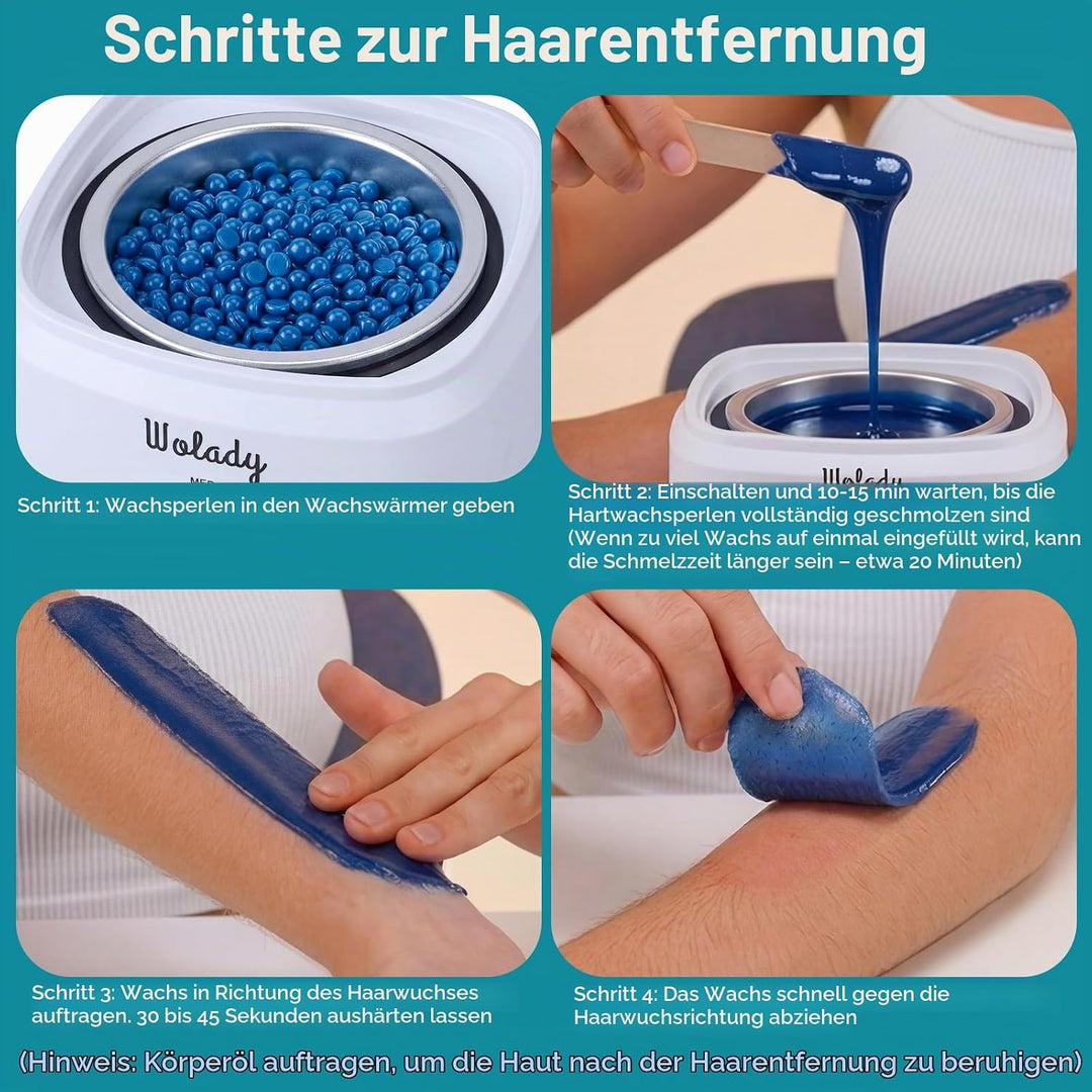 Wachserhitzer zur Haarentfernung mit Warmwachs, professionell, 4 Wachsbeuteln zur Bikini-Bereich, Au