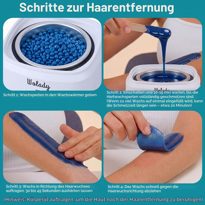 Wachserhitzer zur Haarentfernung mit Warmwachs, professionell, 4 Wachsbeuteln zur Bikini-Bereich, Au