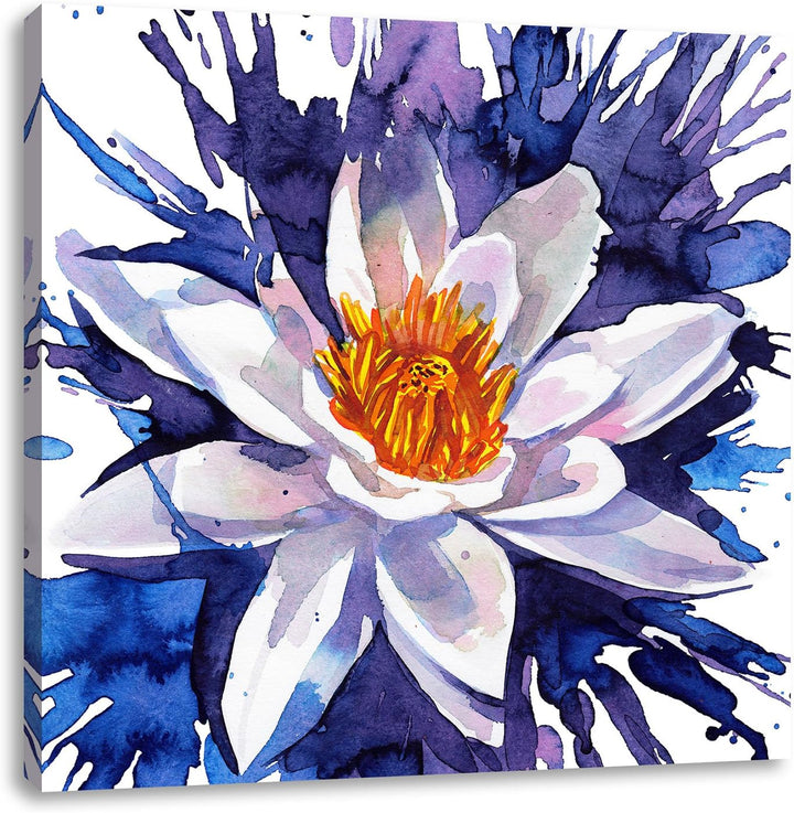 Pixxprint Gemälde Einer Seerose Kunst als Leinwandbild | Grösse: 70x70 cm | Wandbild| Kunstdruck | f