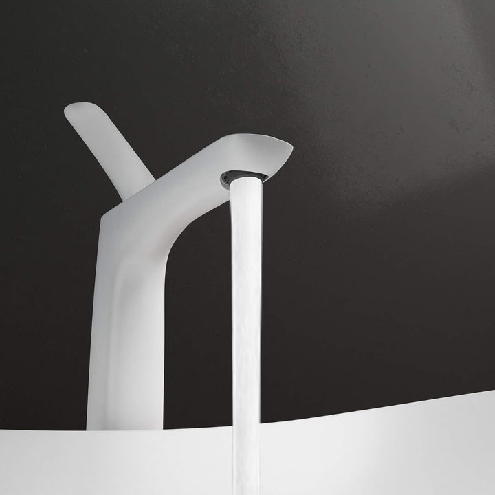 Mai & Mai Armatur Wasserhahn Bad Weiss WAM-7201 | Waschbeckenarmatur 28cm hoch | Badinstallationen E