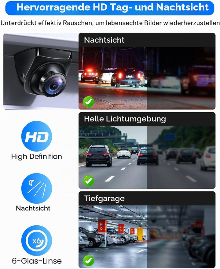 Rückfahrkamera AHD 1080P/AHD 720P/CVBS/PAL Rückfahrkamera Auto, 360° Drehbar Auto Rückfahr.kameras U