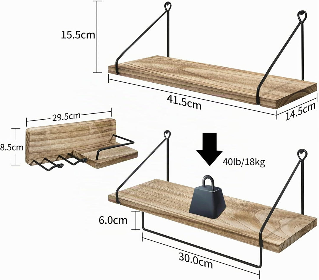 SUMGAR Wandregal küche Holz Schweberegale hängende Regale Wand Holz Dekorative Regale aus Holz für W