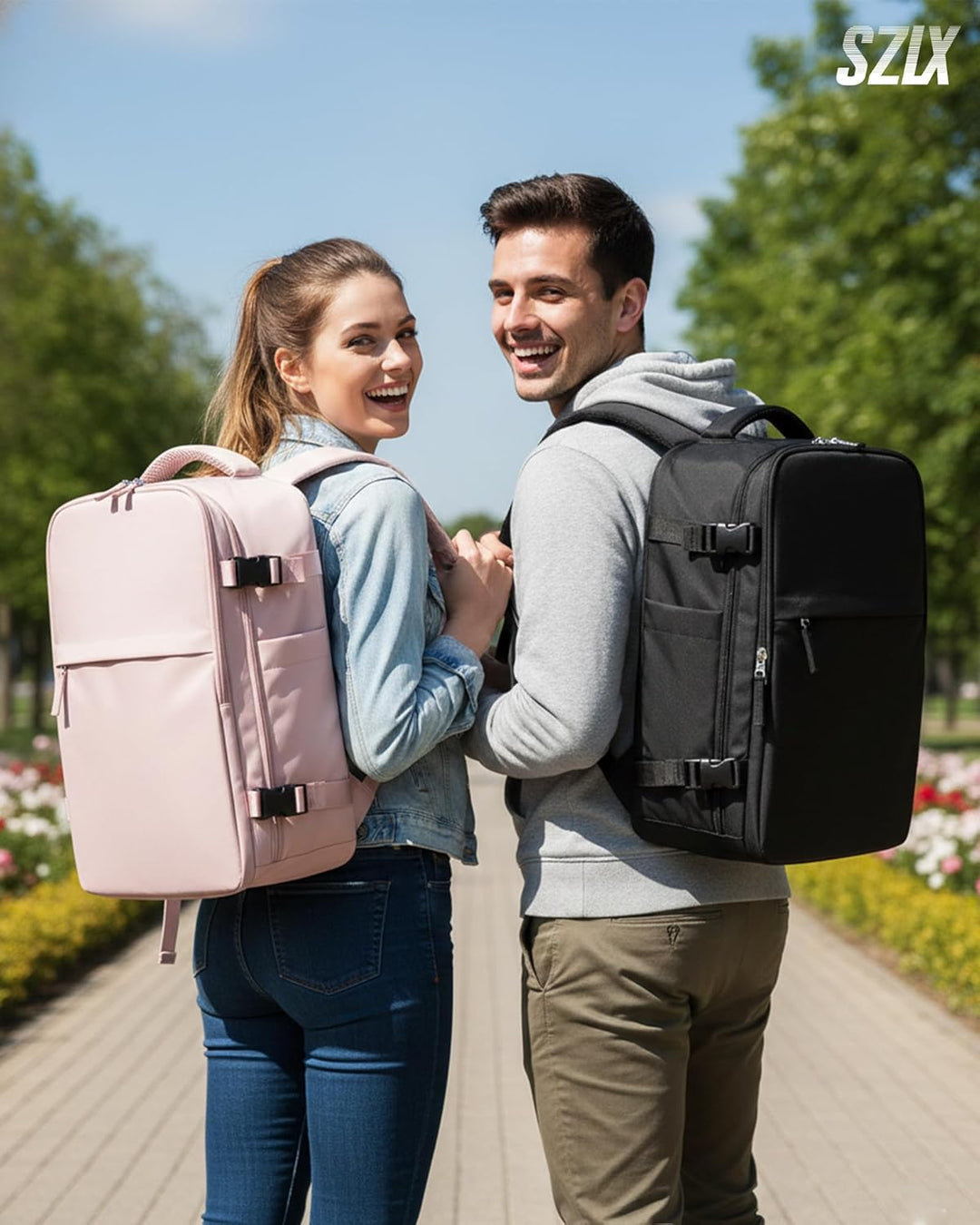 SZLX Grosser Reiserucksack Damen,Vakuum Rucksack mit Pumpe Ryanair Handgepäck 40x30x20 Herren, Wizza