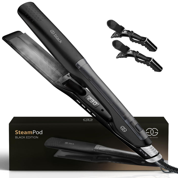 Glätteisen 2-in-1 Professionelles Haarglätter Lockenstab Golden Goods - Dampf & 42mm Breite Titanpla