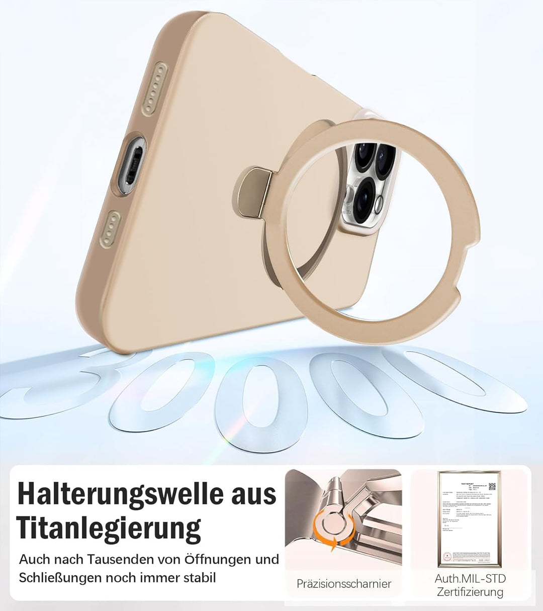 Handyhülle für iPhone 16 Pro Max Hülle mit 2 Stück Schutzfolie, Silikon Case mit Magnetisch Ring Stä