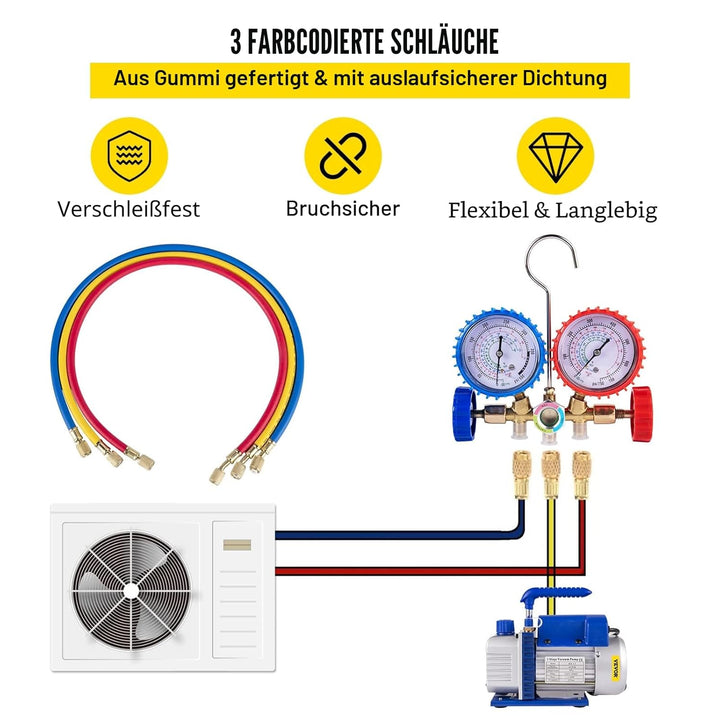 Olibelle Vakuumpumpe 4CFM,Vakuumgeräte Manifold Gauge Set für HVAC/Auto AC Kältemittelaufladung, Gee