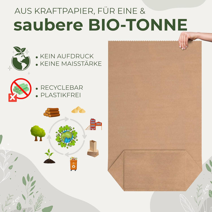 BIOGLÜCK® - 60 &amp; 80 Liter Biomüllsäcke für die Biotonne [25 Stück] / Extra nass- &amp; reissfestes Papie