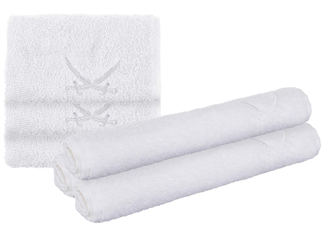 Sansibar Seiftücher 6er Set ca. 30x30 cm 100% Baumwolle mit gesticktem Säbel Logo Handtücher Gästetü