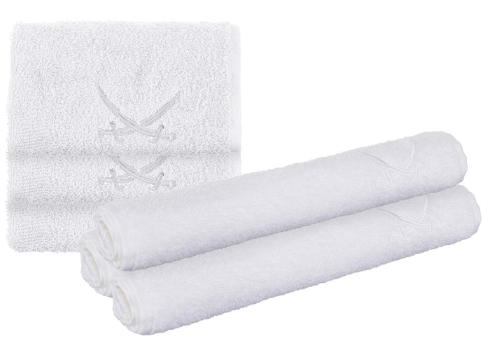 Sansibar Seiftücher 6er Set ca. 30x30 cm 100% Baumwolle mit gesticktem Säbel Logo Handtücher Gästetü