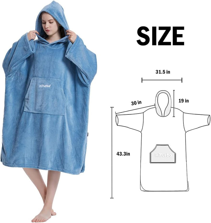 Hiturbo Bademantel, Damen Herren Robe, Unisex, Einheitsgrösse, Warmer Weicher Fleece Mogenmantel mit